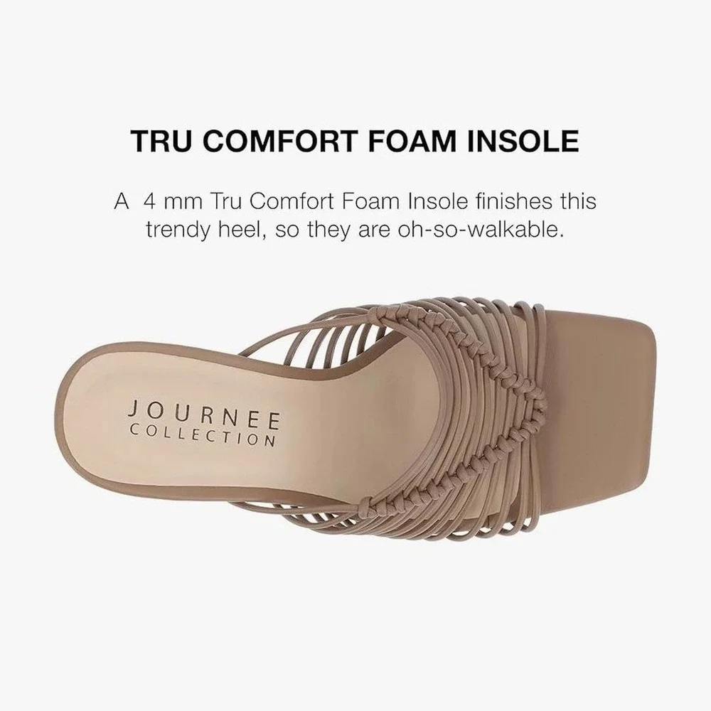 Journee Collection High Heel Sandals Women 10‎ Tan Excellent Caged Square Toe